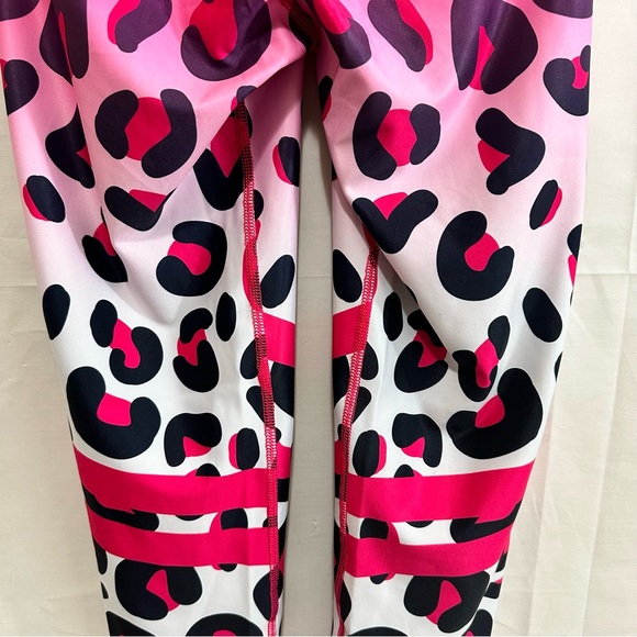 Hecho En Colombia Pink Leopard Print Workout Activewear Leggings - Picture 9 of 9